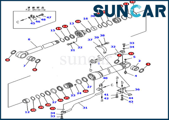 707-99-58085 jogo do serviço do cilindro de KOMATSU da máquina escavadora 7079958085 do jogo PC300-7 do selo da substituição do crescimento