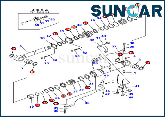 Máquina escavadora Oil Seal Kit Hydraulic Cylinder Fits For PC300-7 KOMATSU do jogo 707-99-59360 da selagem do crescimento