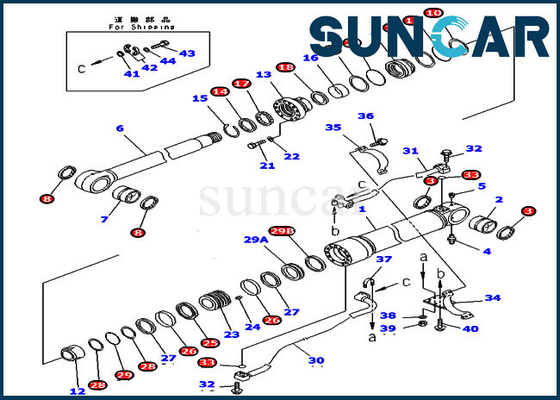 Jogo do selo de Kit Wear Resistance Cylinder Repair do serviço do crescimento de PC300LC-7 PC360-7 707-99-58030 KOMATSU