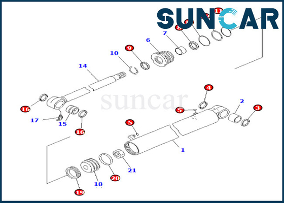 Reparo Kit For PC35MR-3 PC35MR-2 do selo do cilindro do balanço do crescimento 707-98-29630 de KOMATSU 7079829630