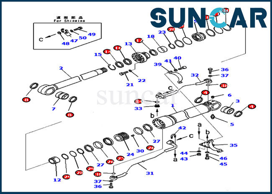 Jogo do selo de Kit Boom Hydraulic Cylinder Oil do reparo do selo de PC350-8 PC300-8 707-99-58081 KOMATSU