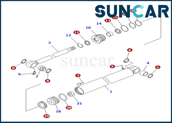 KOMATSU 707-98-29670 7079829670 óleo e desgaste de Kit For PC35MR-3 do selo do cilindro do balanço do crescimento - resistentes