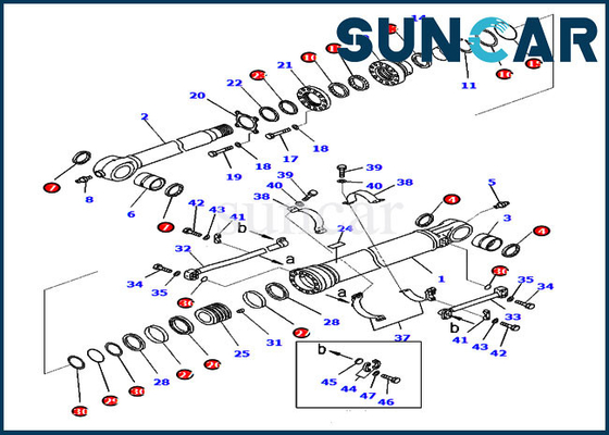 Equipamento pesado de Kit Fits KOMATSU PC300-8 do selo do óleo de Kit Bucket Cylinder 707-99-59371 da selagem