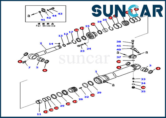 Máquina escavadora de Kit Fits Equipment Models PC360LC-11 PC390LC-11 do selo do cilindro do braço de KOMATSU 721-98-00520