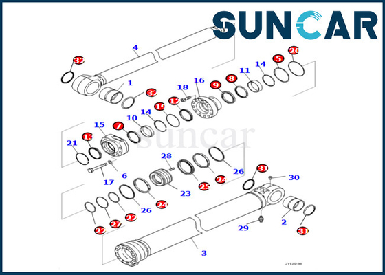 Cilindro do crescimento que sela Kit Komatsu 7219802600 721-98-02600 para PC360LCI-11 PC390LCI-11