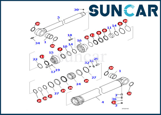 Jogo 7219801981 721-98-01981 do selo do reparo do cilindro do braço de KOMATSU para PC360LCI-11 PC390LCI-11