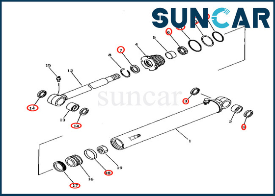 KOMATSU 707-98-25520 ajustes PC38UU-2 PC38UUM-2 PC40-7 do jogo 7079825520 do serviço do cilindro do balanço do crescimento