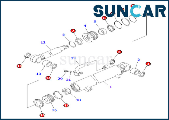 707-98-25110 cilindro de 7079825110 braços que sela o jogo do serviço do cilindro do braço de Kit Komatsu Fits PC38UU-3
