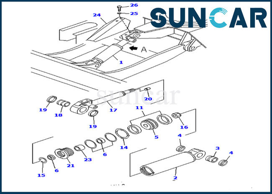 Jogo do serviço do cilindro de lâmina de Seal Repair Kit For YM172422-72700 PC30FR-2 KOMATSU da máquina escavadora