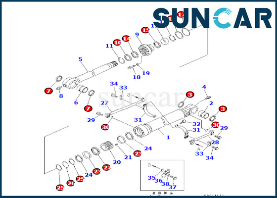 Jogo 707-99-66240 7079966240 KOMATSU do selo do cilindro da cubeta para PC400-7 PC300LL-7E0 PC350LL-7E0