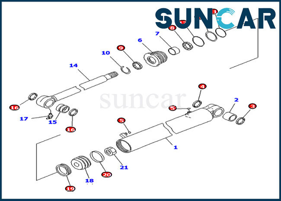 Vista o serviço Kit Fits For PC30MR-3 PC30MR-2 KOMATSU do cilindro do balanço do crescimento da resistência 707-98-23180