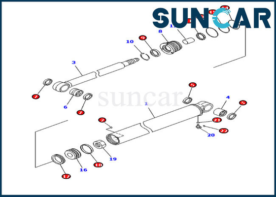 PC35MR-3 PC30MR-3 KOMATSU 707-98-23870 selo Kit Hydraulic Cylinder de 7079823870 braços