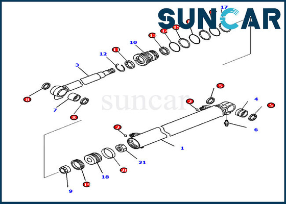 Reparo Kit Komatsu Sealing Kits do selo do cilindro do crescimento de PC35MR-5 PC35MR-3 707-98-26070