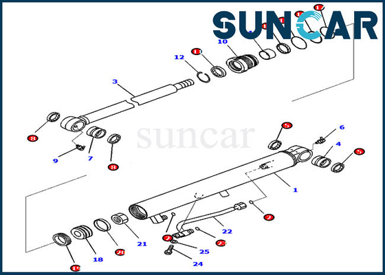 Jogo 707-98-14350 7079814350 do serviço do cilindro da cubeta para o modelo Parts de KOMATSU PC35MR-3 PC30MR-3