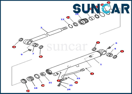 Reparo Kit Hydraulic Cylinder do selo da cubeta da máquina escavadora PC35MR-3 PC30MR-3 707-98-14920 KOMATSU