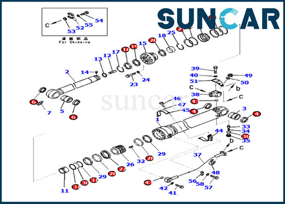 707-99-72080 jogos do serviço de Kit Arm Cylinder Repair Kit KOMATSU PC360LC-10 PC390LC-10 do selo