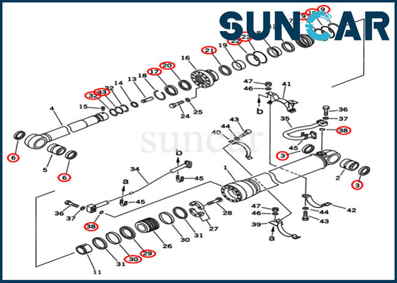Jogo do selo de Komatsu Cylinder Repair da máquina escavadora do jogo 707-99-68515 PC400-5D PC400-6C da selagem do braço