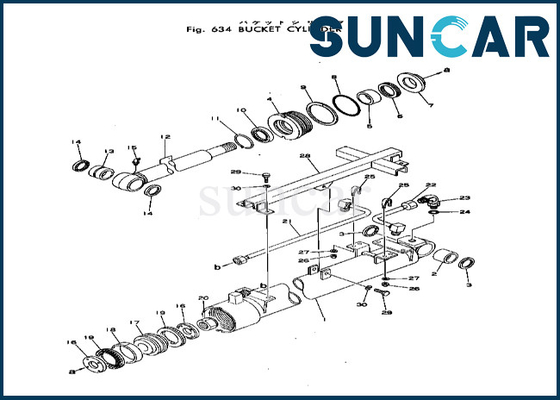 Selo Kit For PC40-1 PC40-2 KOMATSU do cilindro da cubeta do jogo de reparação 20T6376105 20T-63-76105 do cilindro da cubeta