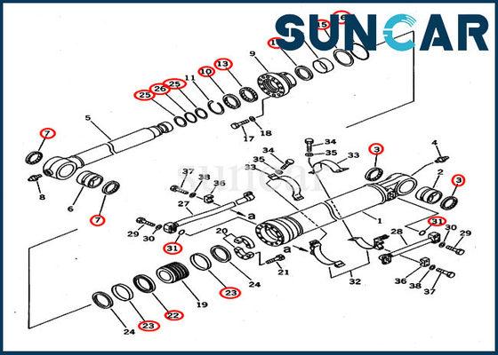 707-99-67015 máquina escavadora Service Kit Bucket Cylinder For Backhoe KOMATSU PC400-5D PC400-6C