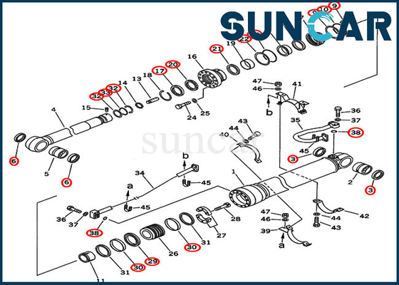 707-99-69500 reparo Kit Fits Overseas Version PC450-6 PC450LC-6 KOMATSU do selo do cilindro de 7079969500 braços