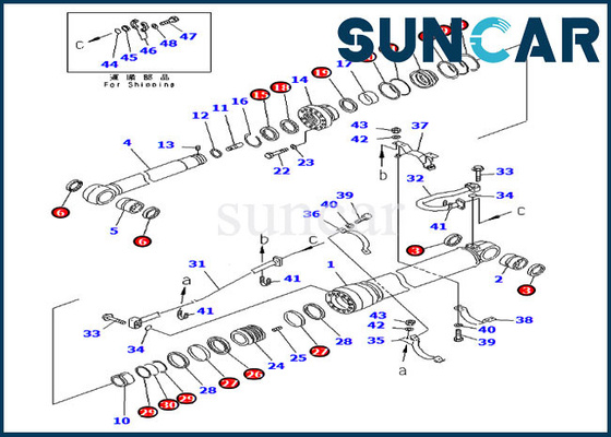 Reparo Kit Hydraulic Cylinder do braço 707-99-69520 para as peças de serviço de PC400LC-6 PC450LC-6 KOMATSU