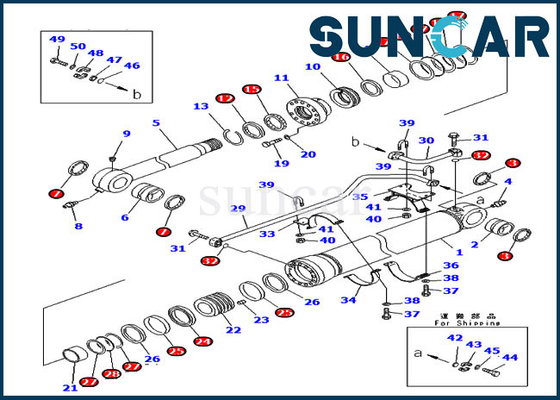 Selo Kit Hydraulic Cylinder Fits da cubeta 707-99-68560 modelos de PC600-6 PC600LC-7 PC800-7 KOMATSU