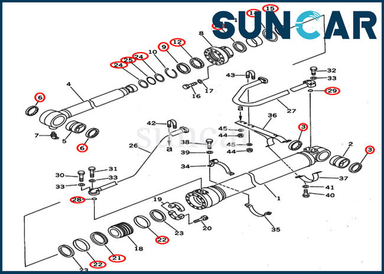 707-99-50600 carregador da descarga da parte inferior de Kit Service Kits For PC400-5 PC400LC-5 do selo do cilindro da cubeta de KOMATSU