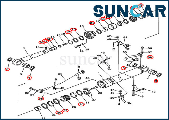 Jogos de reparação do cilindro hidráulico do jogo 707-99-69505 da selagem do braço para o crescimento resistente KOMATSU PC400-6C