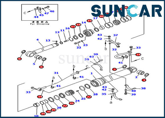 707-99-69525 7079969525 crescimento resistente de Kit For PC400-6C PC400LC-6Z KOMATSU do serviço do cilindro do braço