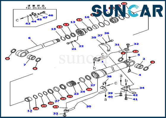 Máquina escavadora 7079967305 Boom Service Kit Hydraulic Cylinder de PC400-6C PC400LC-6Z KOMATSU 707-99-67305