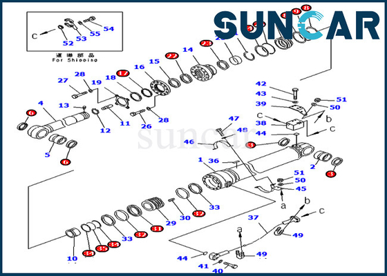 Máquina escavadora Arm Service Kit Parts 707-99-69770 7079969770 para o cilindro hidráulico de KOMATSU PC400-7 PC400LC-7