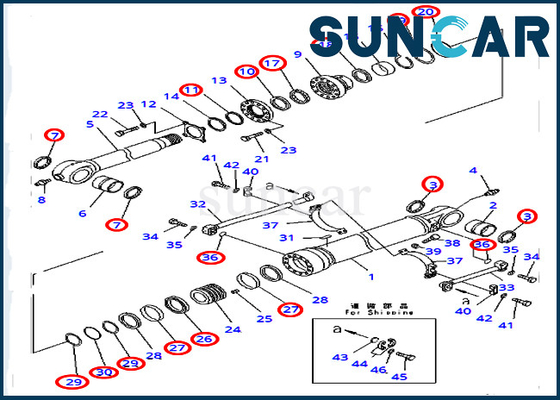 Máquina escavadora 7079972290 Repair Seal Kit Bucket Hydraulic Cylinder de PC400-7 PC400LC-7 KOMATSU 707-99-72290