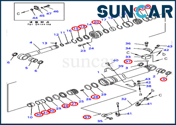 707-99-69710 7079969710 versão ultramarina de KOMATSU do cilindro do braço de Kit For PC400-7 PC400LC-7 PC450-7 do selo