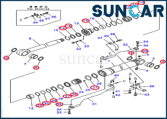 Cilindro hidráulico do jogo 707-99-72320 do selo do reparo do crescimento para modelos ultramarinos de KOMATSU PC450-8 PC400-7 da versão