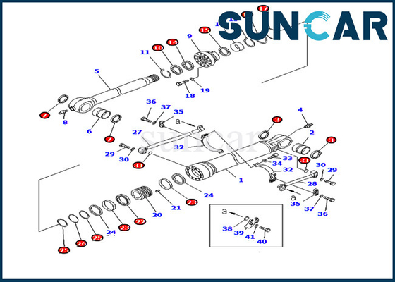 Máquina escavadora Komatsu Sealing Kit do jogo 707-99-72240 PC400-7 PC450LC-7 PC400LC-7 do serviço do cilindro da cubeta