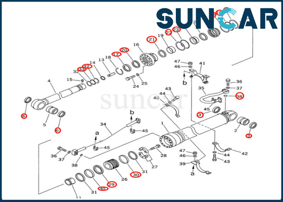 Selo Kit Bucket Cylinder Seal Kit 7079968510 do cilindro do braço de KOMATSU 707-99-68510 KOMATSU para PC400 PC400-6Z