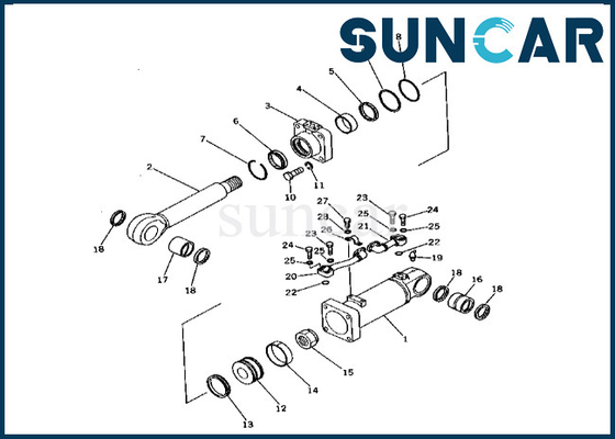 Jogo 2086395300 208-63-95300 do selo do cilindro da descarga da parte inferior de KOMATSU para o jogo de reparação do cilindro da descarga da parte inferior de PC400-1 PC400LC-1
