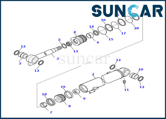 878000539 jogo Desgaste-resistente da substituição do cilindro do crescimento de Kit For PC45R-8 KOMATSU do selo do cilindro do crescimento