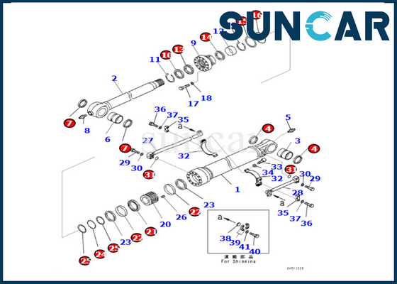 Selo Kit For PC490LC-10 PC490-10 do cilindro da cubeta do jogo de reparação 707-99-72070 7079972070 KOMATSU do cilindro da cubeta