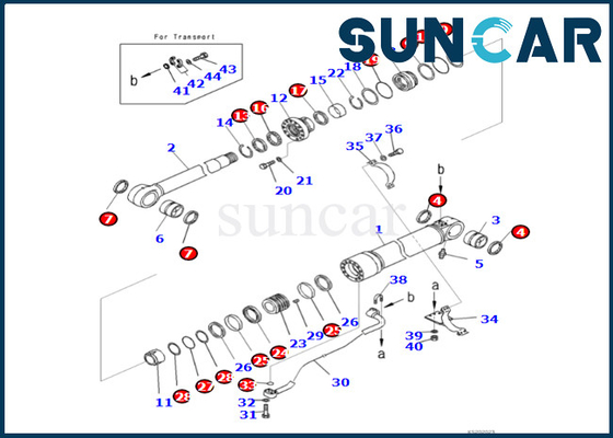 KOMATSU 721-98-00130 7219800130 jogo da selagem do cilindro do crescimento de Kit Fits PC490LC-11 PC490LCI-11 do selo do cilindro do crescimento