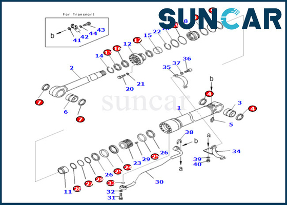 Jogo 721-98-00560 7219800560 do selo do cilindro do crescimento para o jogo de reparação do selo do cilindro do crescimento de PC490LC-10 PC490HRD-11E0 KOMATSU