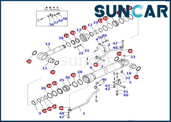 Selo Kit For PC500LC-10R PC500LC-10M0 do cilindro do crescimento do jogo de reparação 721-98-03990 7219803990 KOMATSU do cilindro do crescimento