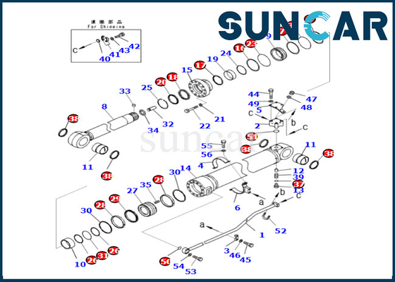 721-98-04000 7219804000 jogo de reparação do cilindro do braço de Kit Fits PC500LC-10R PC500LC-10M0 KOMATSU do selo do cilindro do braço