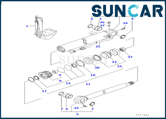 Reparo Kit Komatsu For PC50FR-1 PC50FR-2 do selo do cilindro da cubeta de YM172976-72360 YM17297672360
