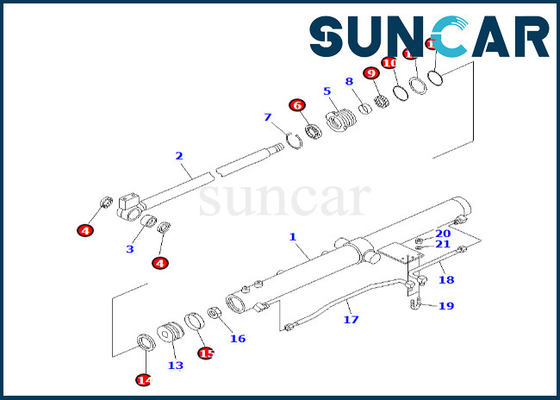 707-98-12320 7079812320 jogo do selo do reparo do cilindro do braço da corrediça de Kit For PC50UU-2 KOMATSU do selo do cilindro do braço da corrediça