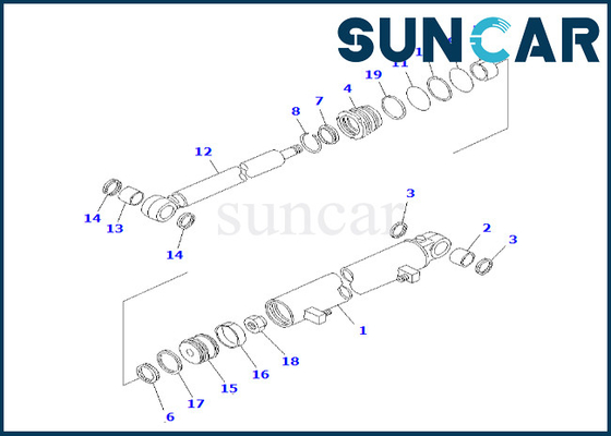 selo Kit For GD623A-1 GD521A-1 KOMATSU do cilindro do deslocamento do lado da lâmina de 23B-63-01260 23B6301260