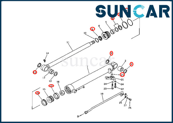 201-63-36700 2016336700 jogo da selagem do cilindro do braço de Kit For PC60-2 PW60-1 KOMATSU do selo do cilindro do braço