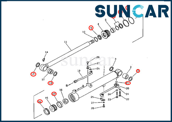 201-63-46700 jogo de reparação do cilindro do crescimento de Kit For PC60-2 KOMATSU do selo do cilindro do crescimento 201-63-46700