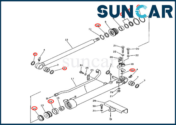 Jogo de reparação do cilindro da cubeta dos ajustes 201-63-26700 PC60-2 PC60U-3 do jogo 2016326700 do selo do cilindro da cubeta de KOMATSU