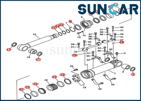 Boom Cylinder Oil Seal Kit 707-99-67140 Replacement Service Kit Fits KOMATSU PC400ST-6 PC400ST-6LC